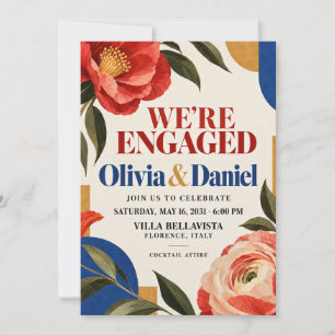 Modern Italian Floral Engagement Party Invitation