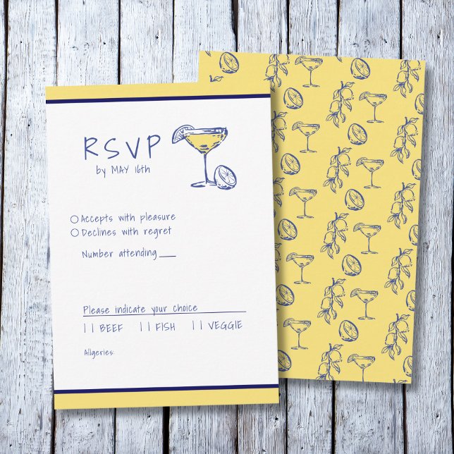 Modern Italian Mediterranean limoncello RSVP Card (Creator Uploaded)