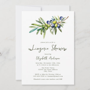 Modern Italian Olive Branch Wedding Bridal Shower Invitation