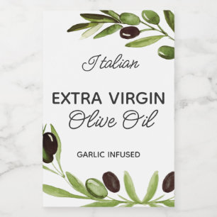 Modern Italian Olive Oil Bottle Food Label Olives