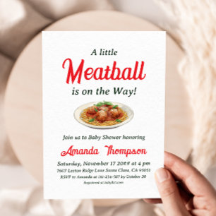 Modern Italian Pasta Little Meatball Baby Shower Invitation