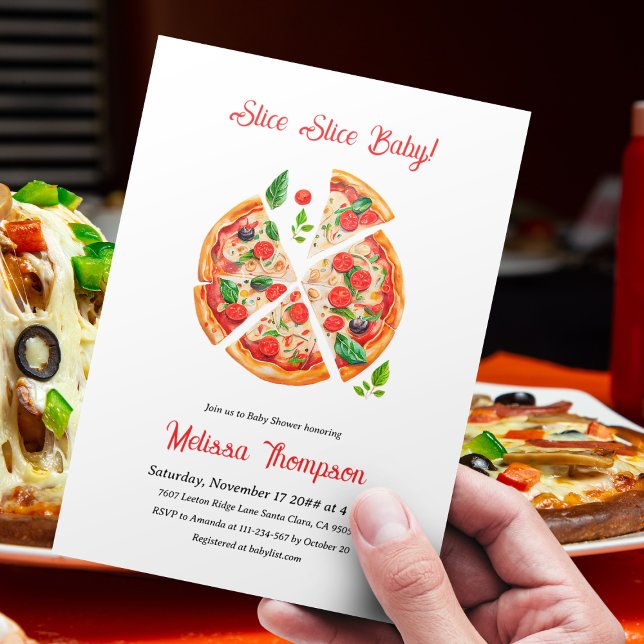 Modern Italian Pizza Party Slice Slice Baby Shower Invitation (Creator Uploaded)
