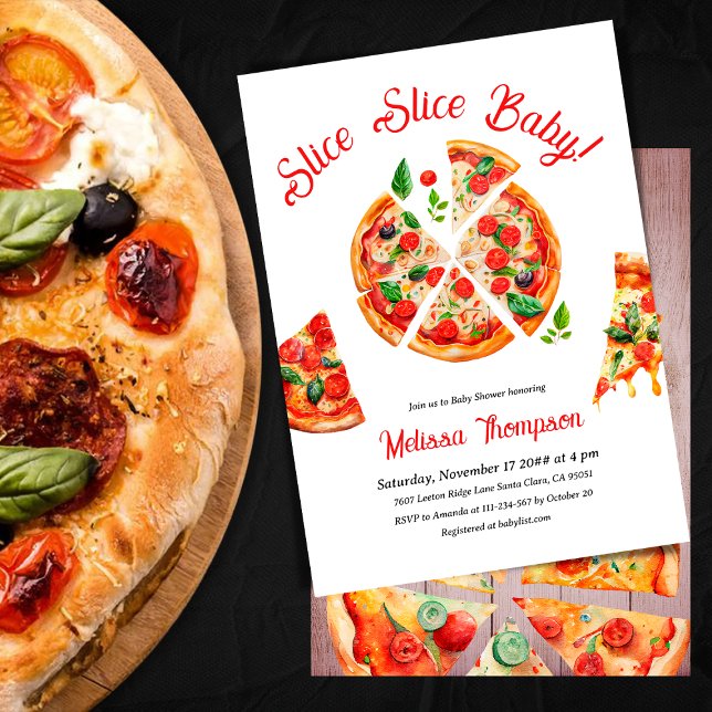 Modern Italian Pizza Party Slice Slice Baby Shower Invitation (Creator Uploaded)