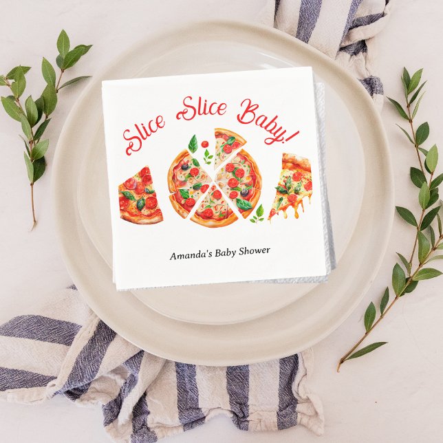 Modern Italian Pizza Party Slice Slice Baby Shower Napkin (Creator Uploaded)
