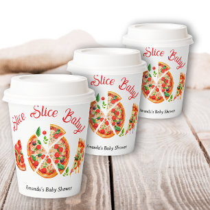 Modern Italian Pizza Party Slice Slice Baby Shower Paper Cups
