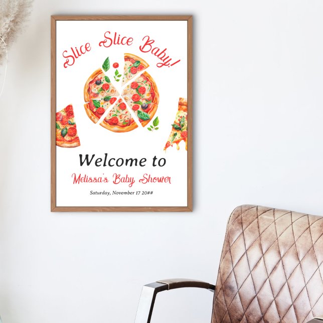 Modern Italian Pizza Party Slice Slice Baby Shower Poster (Creator Uploaded)