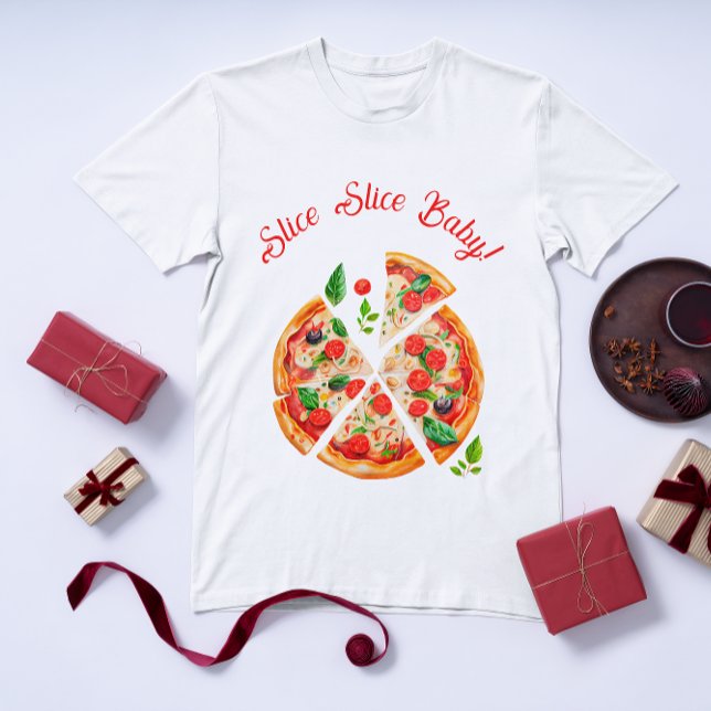 Modern Italian Pizza Party Slice Slice Baby Shower T-Shirt (Creator Uploaded)