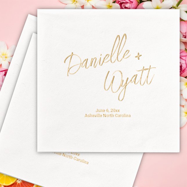 Modern Italian Summer Wedding Foil Napkins (Creator Uploaded)
