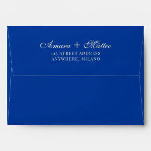 Modern Italian Vintage Blue Wedding Return Address Envelope