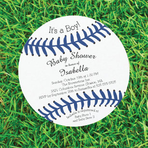 Modern It's A Boy Baseball Baby Shower Invitations