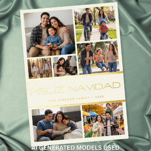 Modern Ivory 7 Photo Collage Feliz Navidad