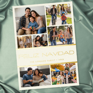 Modern Ivory 7 Photo Collage Feliz Navidad