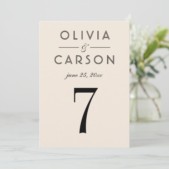 Modern Ivory and Black Table Number Card (Standing Front)