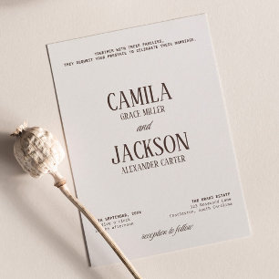 Modern Ivory and Brown Wedding  Invitation