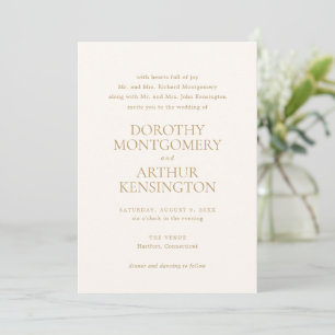 Modern Ivory and Gold Elegant Wedding Invitation