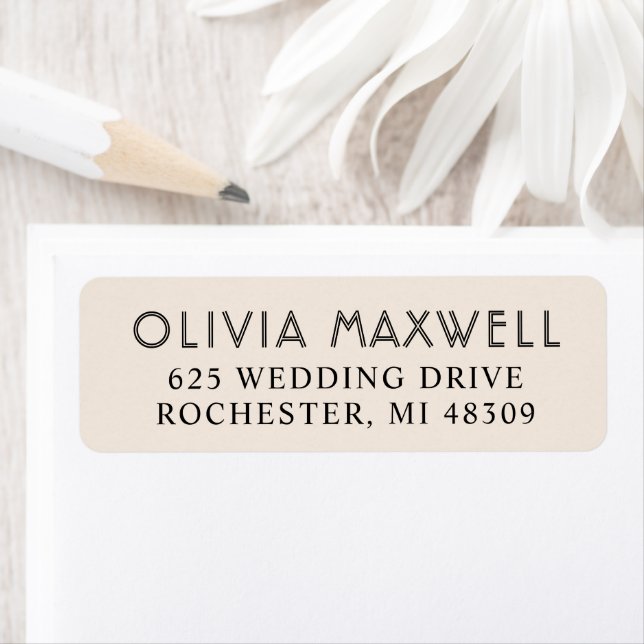 Modern Ivory Black Art Deco Wedding Address (Insitu)