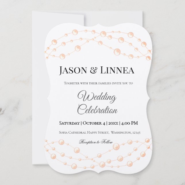 Modern Ivory Blush Romantic Pearl Neutral Wedding Invitation (Front)