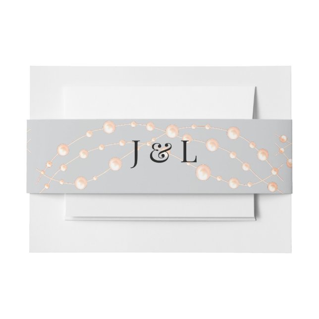Modern Ivory Blush Romantic Pearl Neutral Wedding Invitation Belly Band (Front Example)