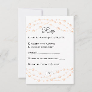 Modern Ivory Blush Romantic Pearl Neutral Wedding RSVP Card
