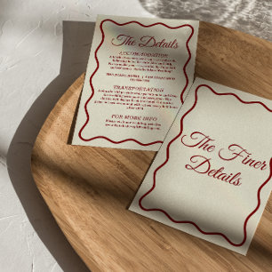 Modern Ivory Bold Funky Retro Chic Wedding Details Enclosure Card
