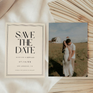 Modern Ivory Bold Typography Wedding Photo Save The Date