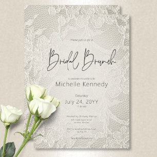 Modern Ivory Bridal Lace Bridal Brunch Invitation