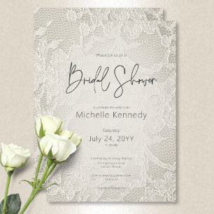 Modern Ivory Bridal Lace Bridal Shower Invitation