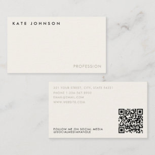 Modern Ivory Business Professional QR Code  Busine Business Card