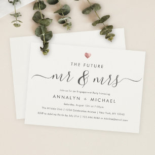 Modern Ivory Future Mr and Mrs Engagement Party Invitation