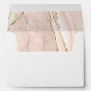 Modern Ivory Gold Agate Wedding Envelope