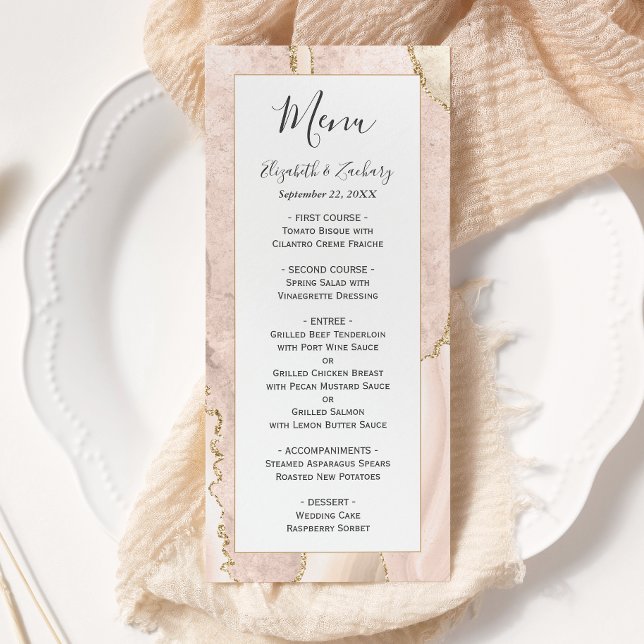 Modern Ivory Gold Agate Wedding Menu (Creator Uploaded)