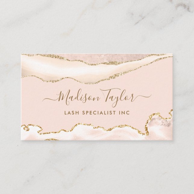 Modern Ivory Gold Glitter Sparkle Marble Agate Business Card (Front)