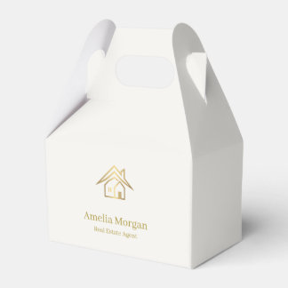 Modern Ivory & Gold Real Estate Favour Box