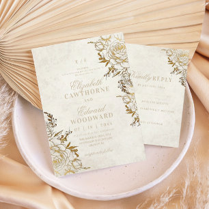 Modern Ivory & Gold ⎮Rose Elegant Wedding Invitation