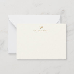 Modern Ivory Gold Script Monogram Card