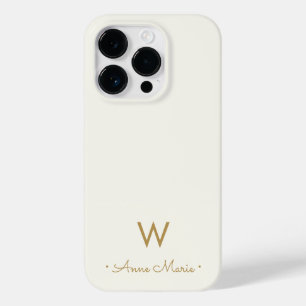 Modern Ivory Gold Script Monogram Case-Mate iPhone 14 Pro Case