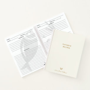 Modern Ivory Gold Script Monogram Notebook