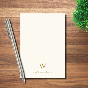 Modern Ivory Gold Script Monogram Post-it Notes