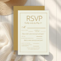 Modern Ivory Gold Wedding RSVP  Meal Choice