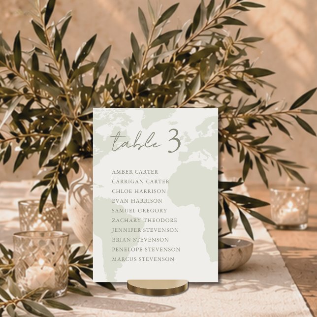 Modern Ivory Map Wedding Table Seating Chart Card (Modern Minimalist Ivory Map Wedding Table Seating Chart Card)