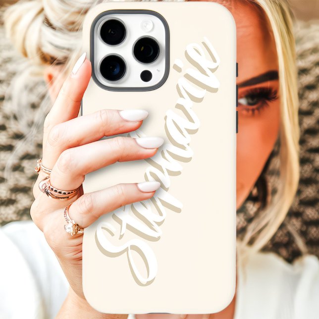 Modern Ivory Minimal Script Name Case-Mate iPhone Case (Creator Uploaded)