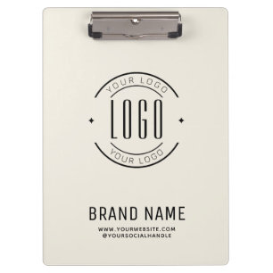 Modern ivory minimalist logo business  clipboard