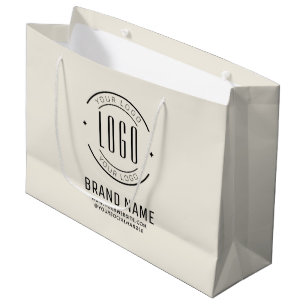 Modern ivory minimalist logo business large gift bag