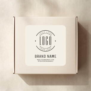 Modern ivory minimalist logo business  square sticker