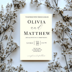 Modern Ivory Minimalist Script Wedding Invitation