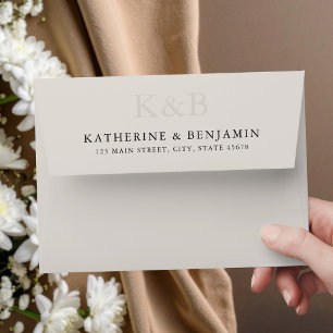 Modern Ivory Monogram Minimalist Wedding Envelope