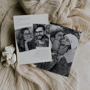 Modern Ivory Photo Wedding Invitation