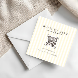 Modern Ivory QR Code Wedding Online RSVP Card