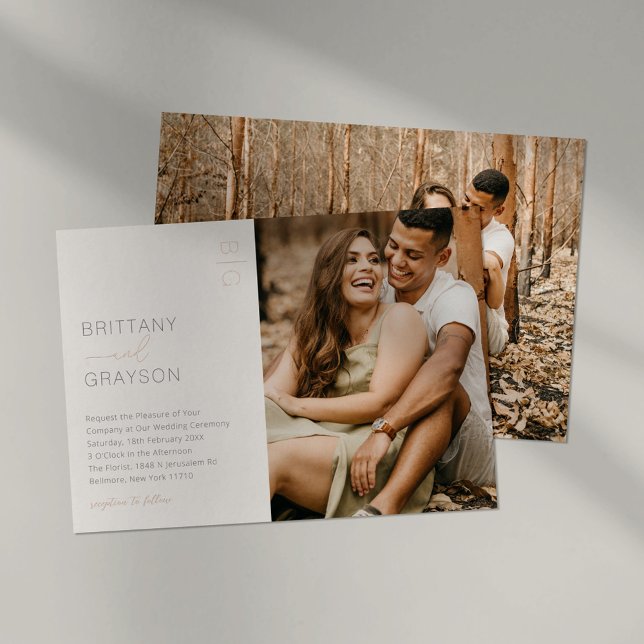 Modern Ivory Rose Gold 2 Photo Wedding Foil (Creator Uploaded)