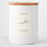 Modern ivory script candle product label